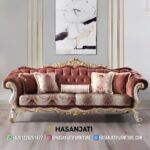 Sofa Panjang 3 Dudukan Warna Dusty Pink Set Sofa Klasik Mewah