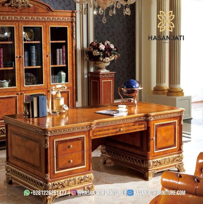 Detail Belakang Meja Kantor Direktur Jati Mewah