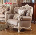 Detail Kursi Satuan Set Sofa Tamu Klasik Cream Mewah Gaya Eropa