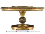 Detail Pilar Kaki Pedestal Tunggal Meja Makan Bundar Ukiran Emas