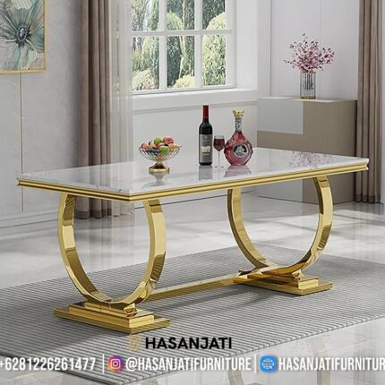 Detail Kaki Meja Melengkung Huruf U Stainless Steel Gold Finish