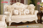 Detail Sofa 2 Dudukan Set Sofa Tamu Klasik Cream Mewah Gaya Eropa