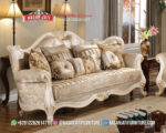 Sofa 3 Dudukan Set Sofa Tamu Klasik Cream Mewah Gaya Eropa