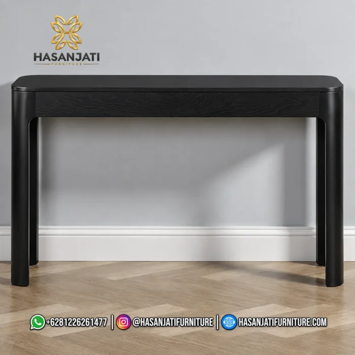 konstruksi belakang meja foyer hitam jati seri Solstice