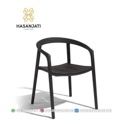 Kursi Makan Cafe Jati Minimalis Modern Nero Dudukan Jok Hitam