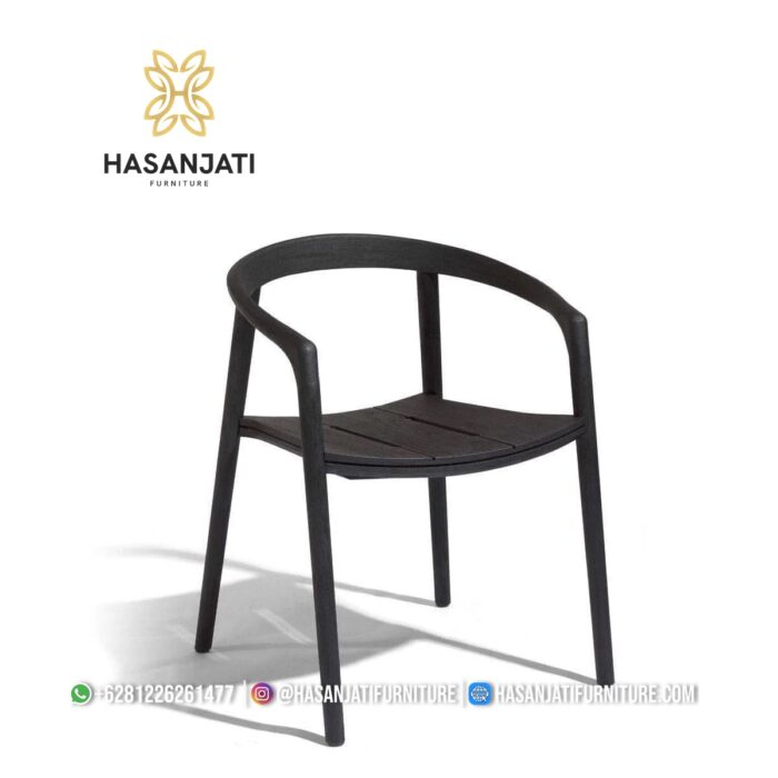 Kursi Makan Cafe Jati Minimalis Modern Nero Dudukan Jok Hitam