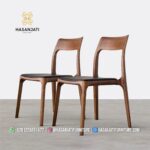 Kursi Makan Jati Minimalis Modern Baur Dudukan Jok Kulit Hitam