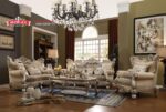 Set Sofa Tamu Klasik Mewah Silver Champagne Gaya Eropa Ukiran Royal