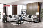 Set Sofa Tamu Jati Klasik Modern Grey Meja Bundar Formasi 3-2