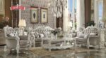 Set Sofa Tamu Klasik Mewah Warna Silver Champagne Gaya Eropa