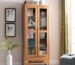 Lemari hias minimalis modern scandinavian 2 pintu kaca jati natural, dengan 1 laci