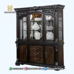 Lemari Hias Jati Promenade 3 Pintu Kaca Mewah - Gambar 2