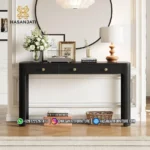 Meja konsol jati warna hitam seri Solstice 3 laci