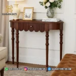 Meja Konsol Jati Half Moon Klasik Tradisional - Gambar 3