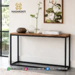 Meja Konsol Industrial Modern Kayu Jati Rangka Besi - Gambar 2