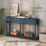 Meja Konsol Branson Navy Dua Laci Jepara - Gambar 4