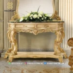 Set Meja Konsol Mewah Louvre Ivory Gold Ukiran Jepara - Gambar 3