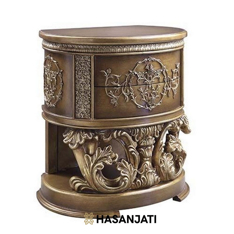 Meja nakas jati antik luxury nightstand kamar tidur