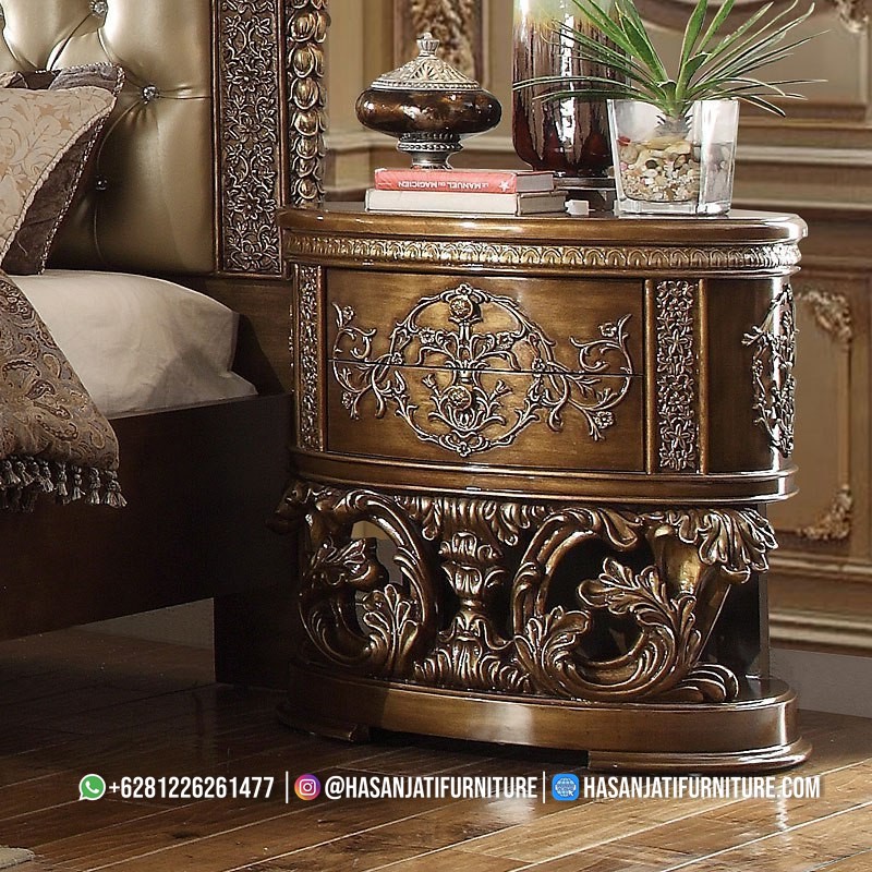 Meja nakas jati antik ukir Jepara luxury nightstand kamar tidur