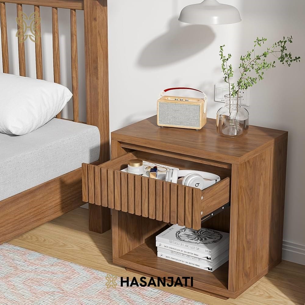 Meja nakas jati minimalis Jepara nightstand kamar tidur