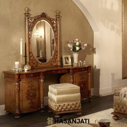 Meja Rias Jati Classic Dressing Table Ukiran Jepara Elegan
