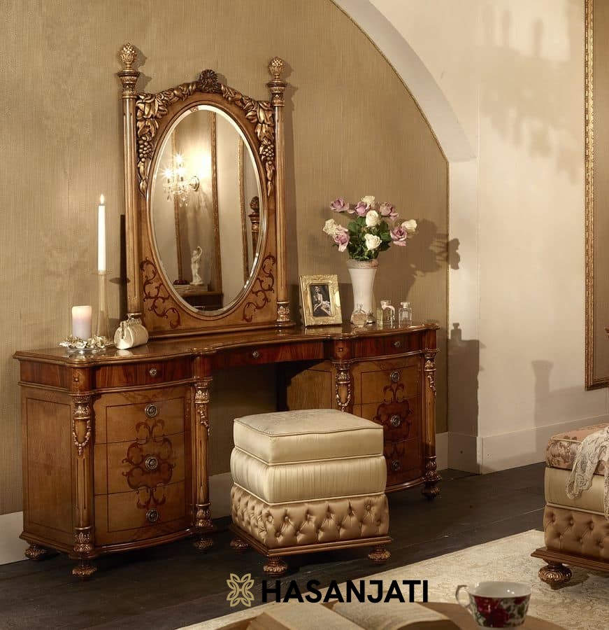 Meja Rias Jati Classic Dressing Table Ukiran Jepara Elegan