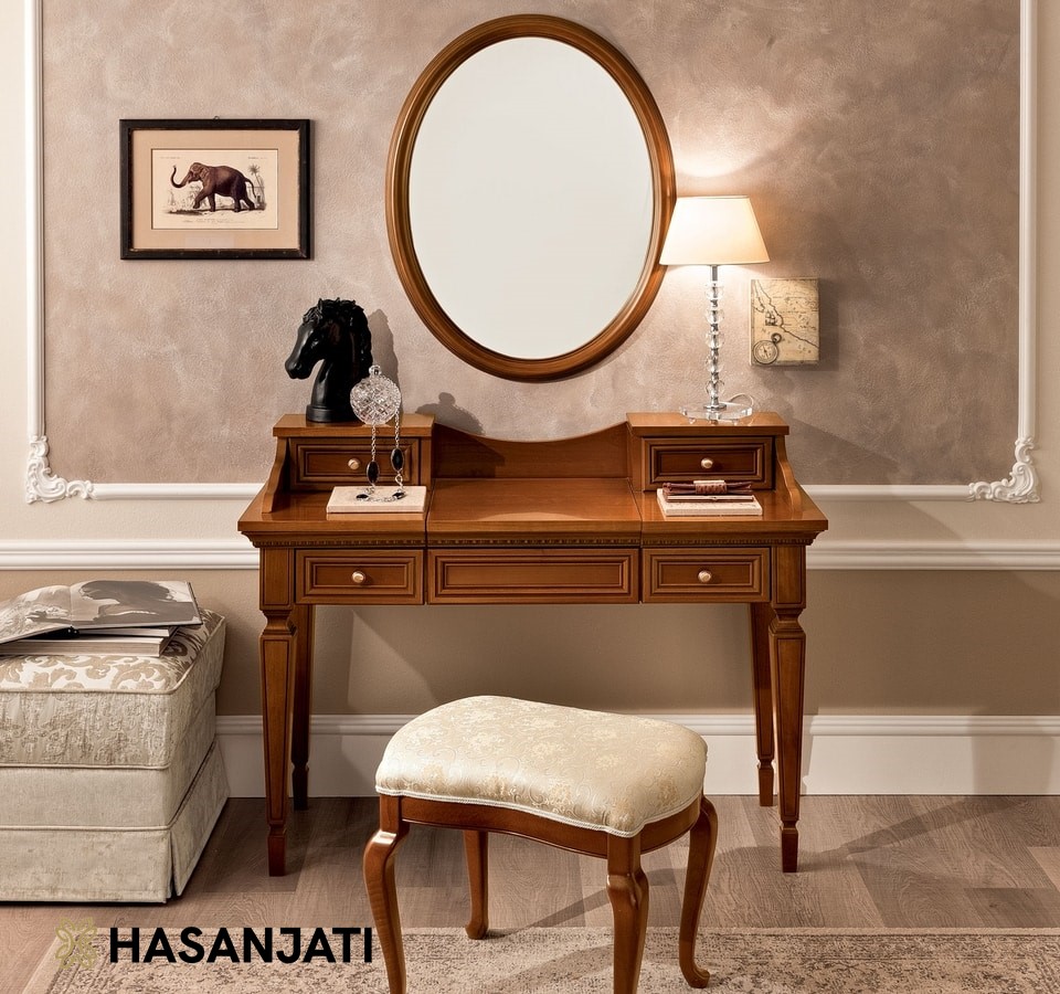 Meja Rias Jati Klasik Elegan Jepara Warna Natural Dressing Table