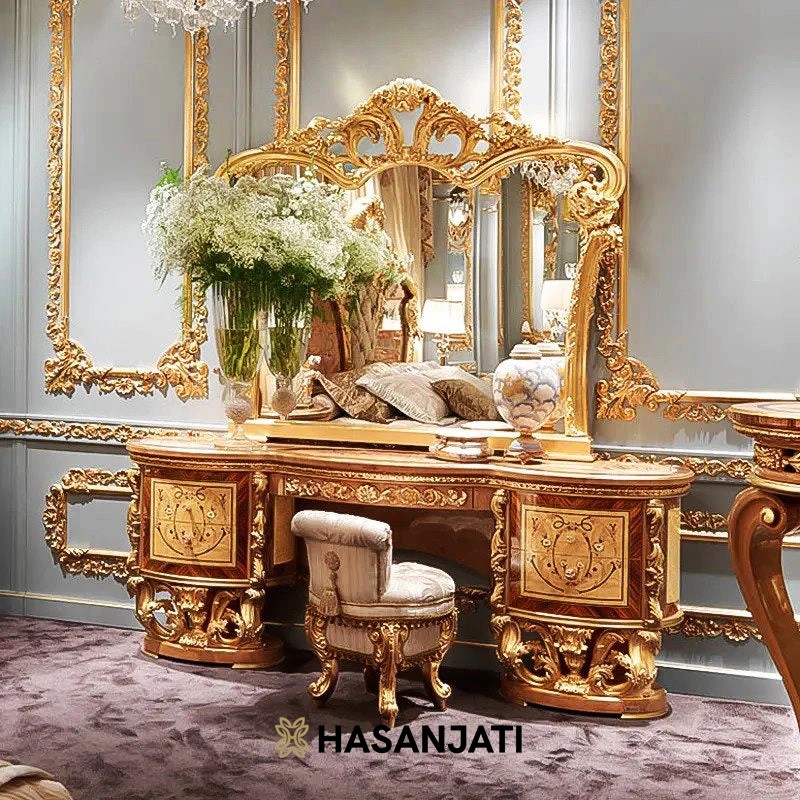 Luxury Dressing Table Meja Rias Jati Ukiran Klasik Jepara