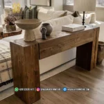 Meja Konsol Jati Solid Block Rustic - Gambar 2