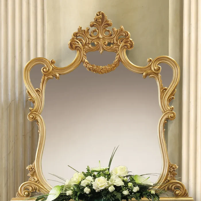 Set Meja Konsol Mewah Louvre Ivory Gold Ukiran Jepara - Gambar 4