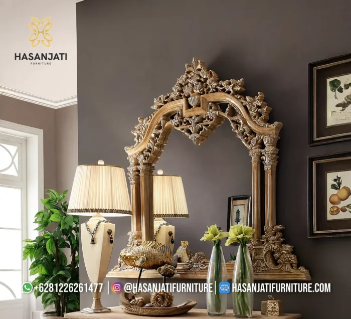 Set Meja Konsol Mewah Royal Kingdom Gold Ukiran Jepara - Gambar 4