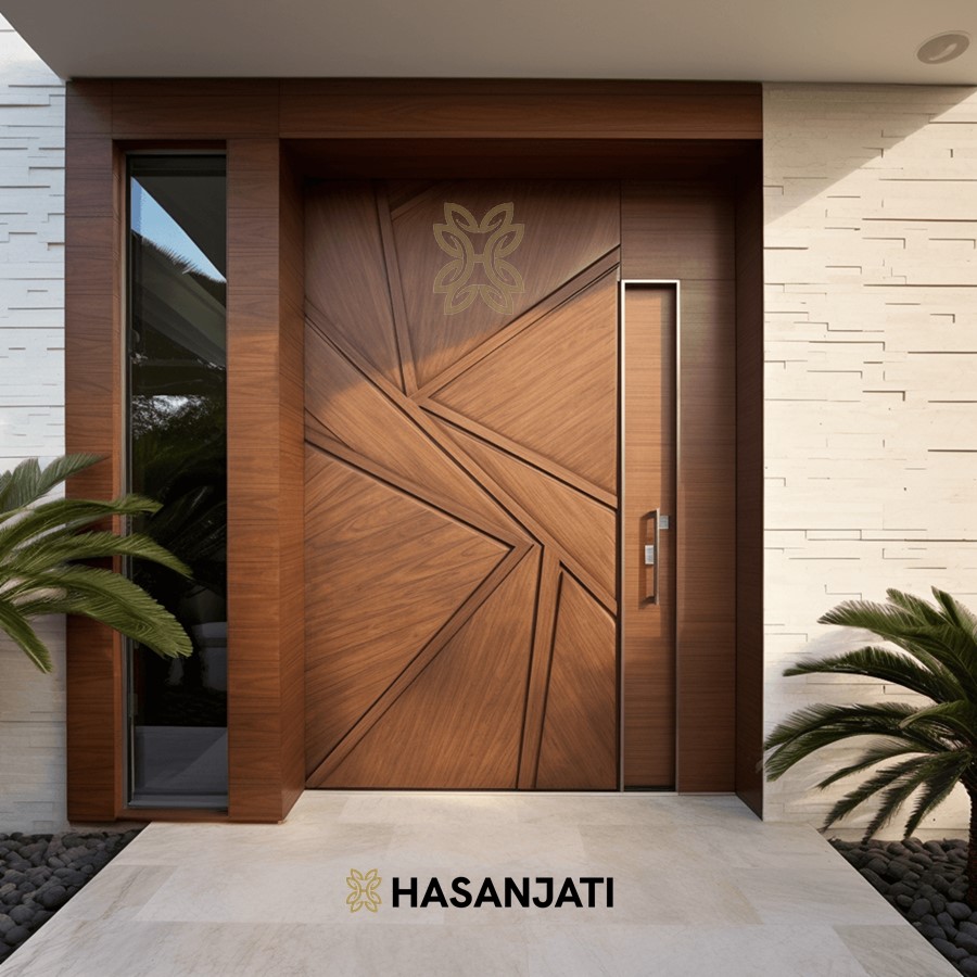 Pintu rumah minimalis modern kayu jati Jepara Asli