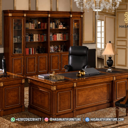 Set Meja Direktur Jati Mewah Jepara Alpuch President Executive Desk