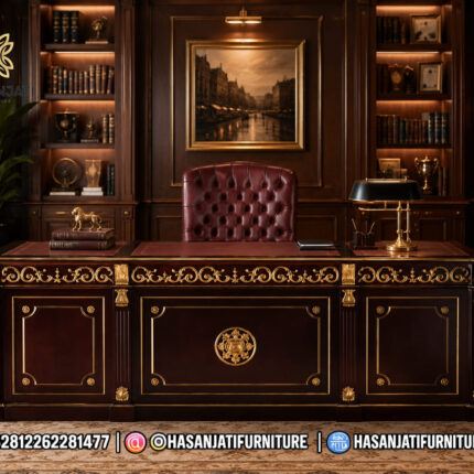 Set Meja Direktur Jati Mewah Jepara Angelo Cappellini Donatello Empire