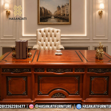 Set Meja Kantor Jati Mewah Jepara Astoria Grand Leonor Executive Desk