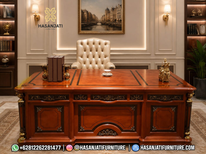 Set Meja Kantor Jati Mewah Jepara Astoria Grand Leonor Executive Desk