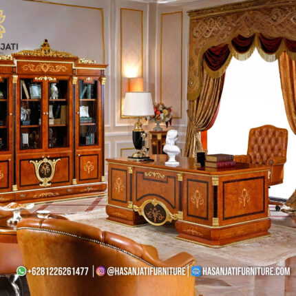 Set Meja Kantor Jati Mewah Jepara Donatello Executive Desk