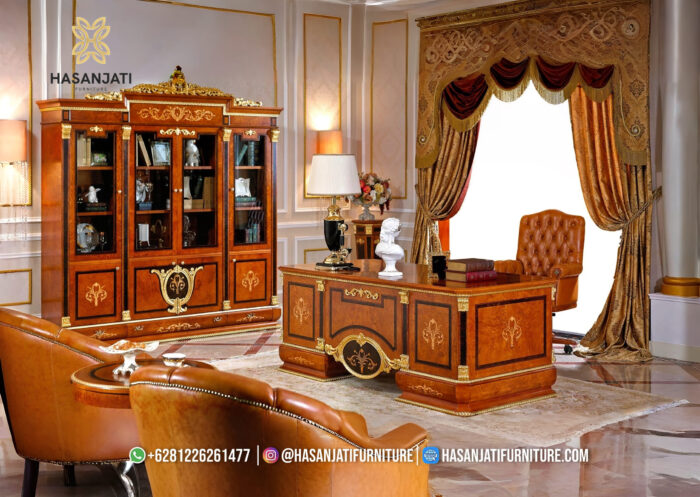 Set Meja Kantor Jati Mewah Jepara Donatello Executive Desk