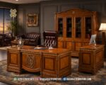 Set Meja Kerja Direktur Mewah Klasik Jati Jepara Model Emperor