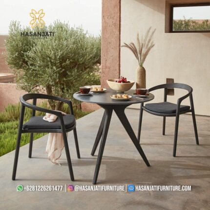 Set Meja Makan Jati Minimalis Modern Nero Formasi 2 Kursi