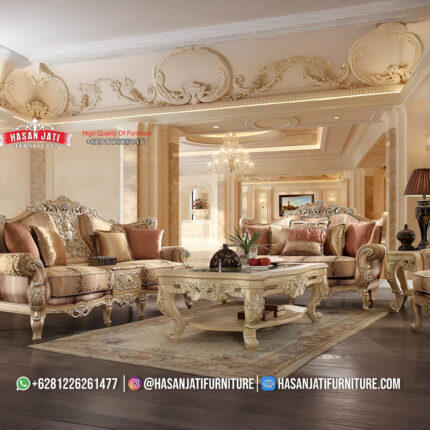 Set Sofa Tamu Klasik Mewah Ukiran Baroque Gaya Eropa Warna Bronze