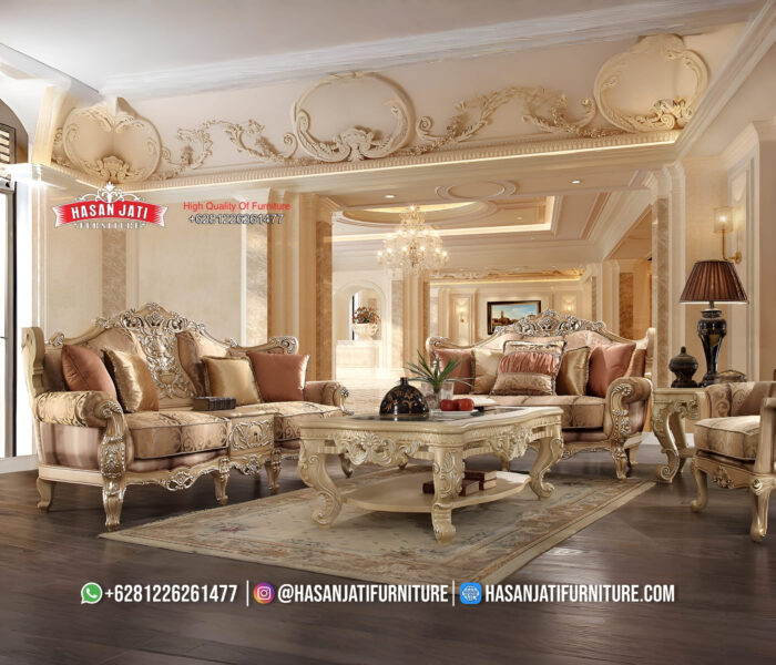 Set Sofa Tamu Klasik Mewah Ukiran Baroque Gaya Eropa Warna Bronze