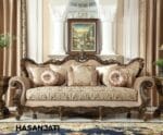 Sofa 3 seater Victorian Santorini dengan ukiran jati Jepara