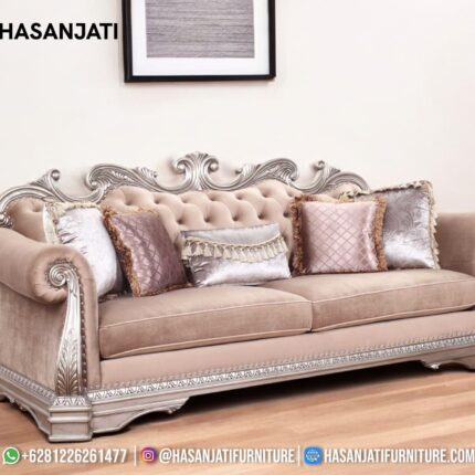 Sofa Panjang 3 Dudukan Warna Mocca Set Sofa Klasik Mewah