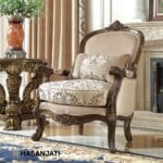 Sofa single dudukan Victorian Santorini dengan ukiran Jepara