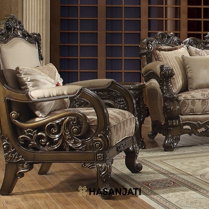 Sofa tamu mewah victorian single ruang tamu luxury